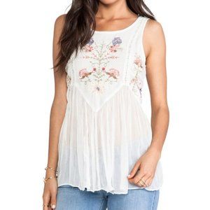 Free People Women's Chiffon Embroidered Tank Top (Medium)